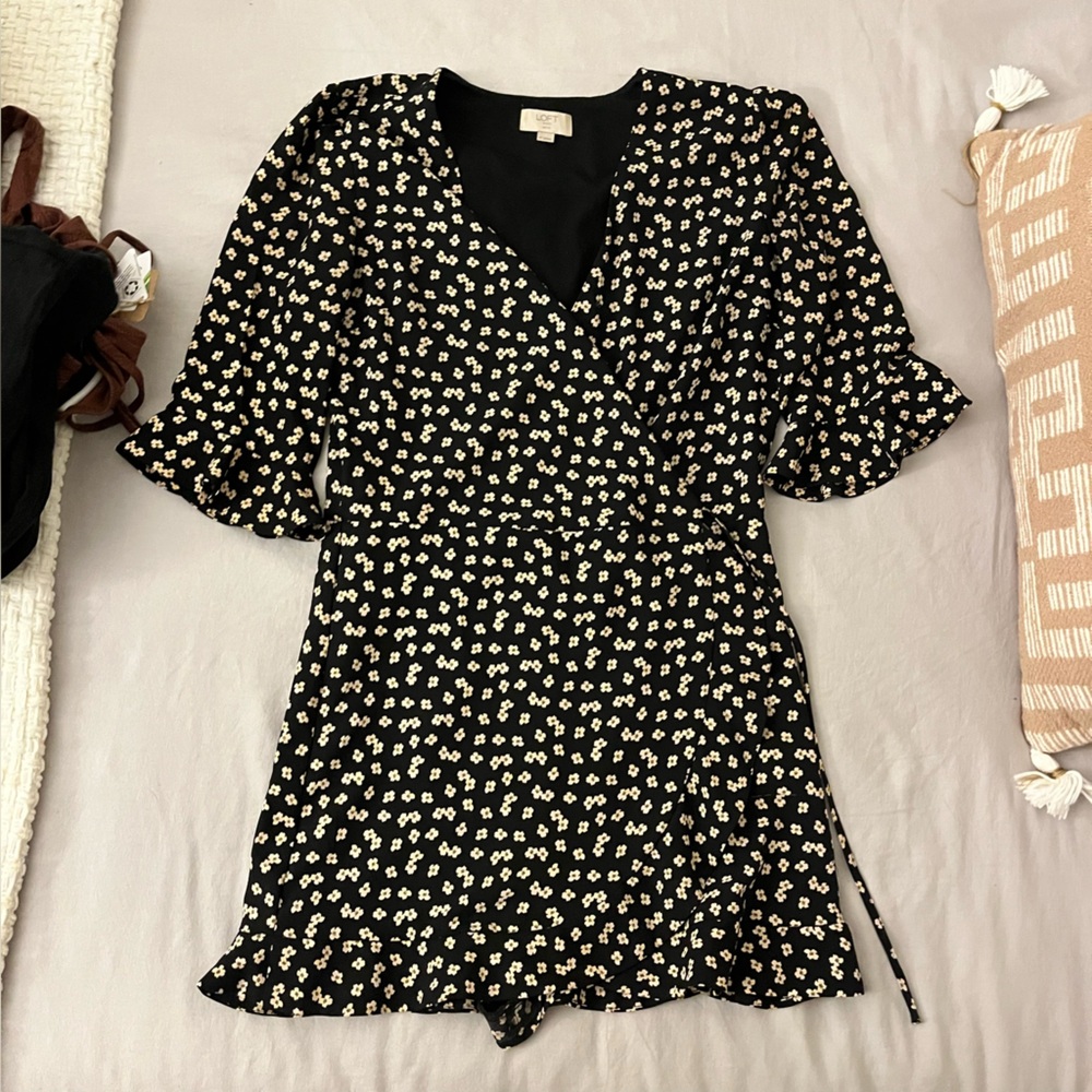 LOFT Black Floral Blouse